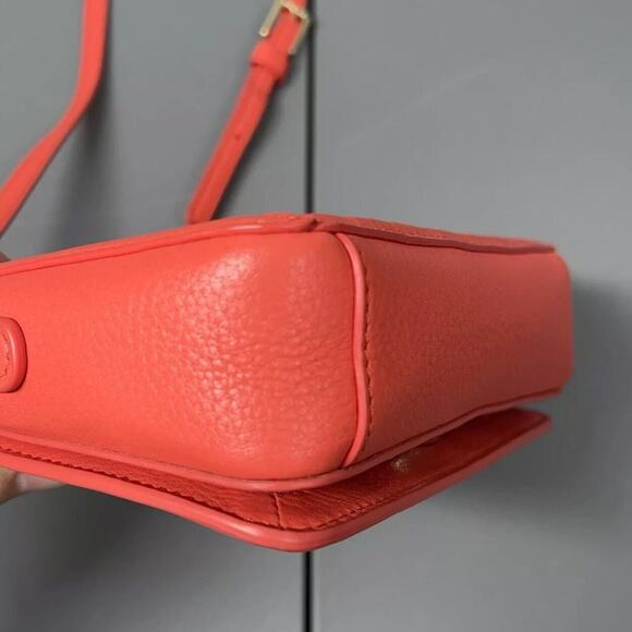 TORY BURCH Landon Crossbody Bag Small Brick Red Leather Flap Adjustable Strap - Picture 8 of 16